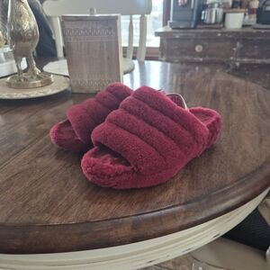 UGG Women's Plush Burgundy Slides